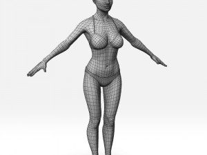 Female brunette no rig Modello 3D