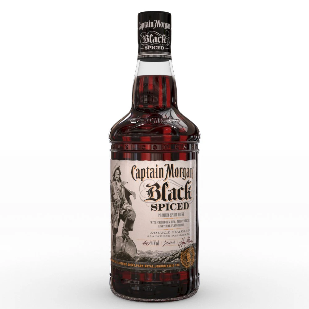 captain morgan black spiced rum 70cl us bottle 3D Model .c4d .max .obj .3ds .fbx .stl .blend 