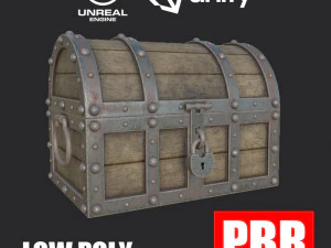 treasure chest low poly pbr 3D Print Model
