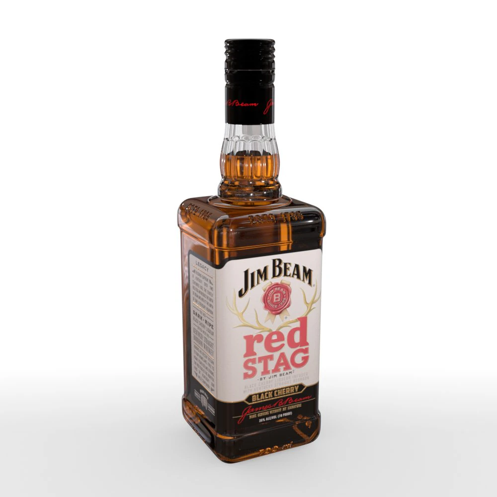 jim beam red stag 70cl bottle 3D Model .c4d .max .obj .3ds .fbx .stl .blend 