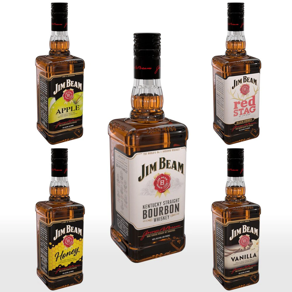 jim beam 70cl bottle set 3D Model .c4d .max .obj .3ds .fbx .stl .blend 