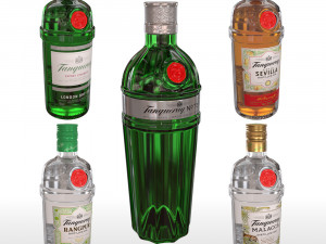 tanqueray 70cl bottle set 3D Model