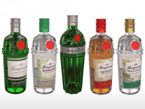 tanqueray 70cl bottle set 3D Model