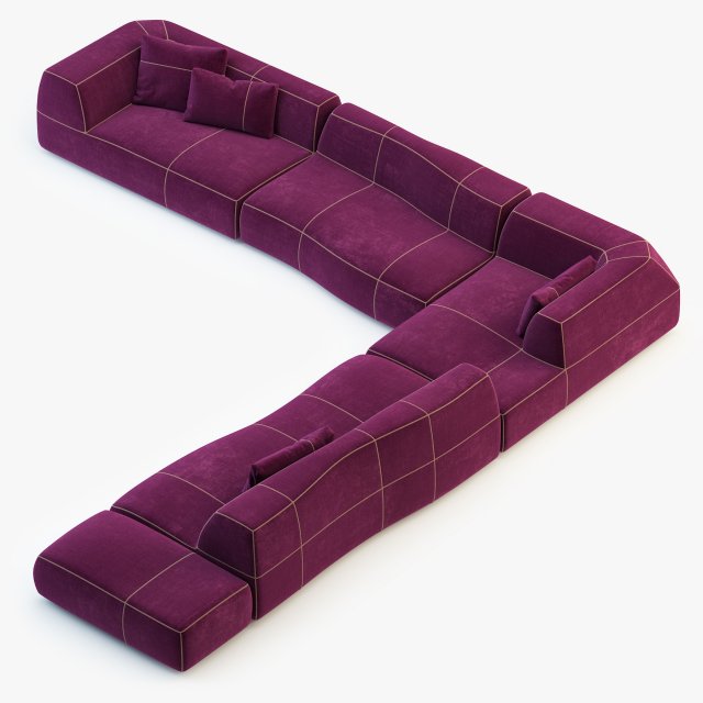 Bb italia bend-sofa 2 Model 3D .c4d .max .obj .3ds .fbx .stl .blend 