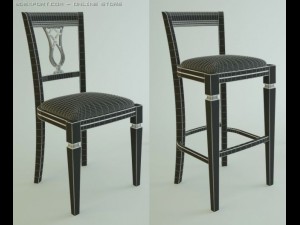 scavolini baccarat chair stool 3D 모델