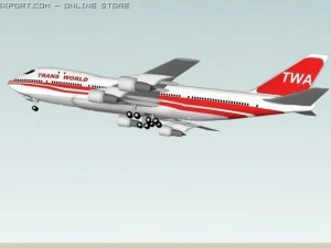 Boeing 747121 des compagnies a&eacute;riennes transmondiales Modèle 3D