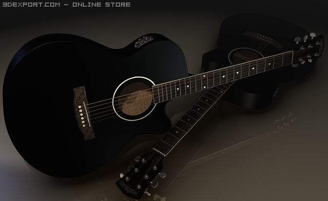 electro acoustic guitar 3D Model .c4d .max .obj .3ds .fbx .stl .blend