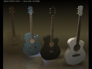 electro acoustic guitar 3D Model
