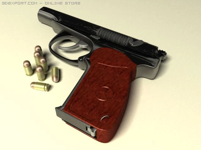 makarov 9mm pistol 3D Model .c4d .max .obj .3ds .fbx .stl .blend