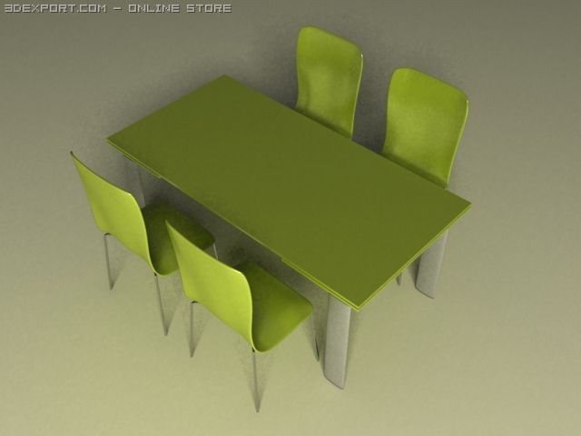 table and chairs 3D Model .c4d .max .obj .3ds .fbx .stl .blend 