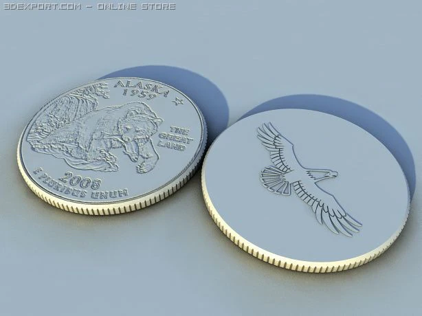 alaska coin 3D Model .c4d .max .obj .3ds .fbx .stl .blend 