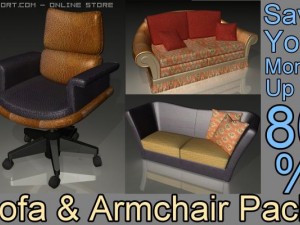 sofa armchair pack 3Dモデル