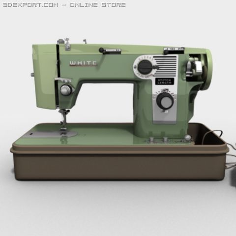 white sewing machine model 530 3D Model .c4d .max .obj .3ds .fbx .stl .blend 