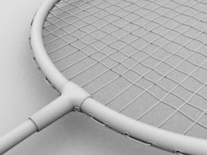 badminton rackect with shuttlecock 3D 모델
