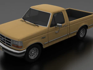 F-150 pickup 1992 cabine curta caixa curta Modelo 3D