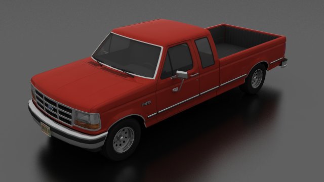 f-150 pickup 1992 supercab long box Model 3D .c4d .max .obj .3ds .fbx .stl .blend 