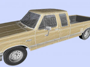 f-150 pickup 1992 supercab long box 3D Model