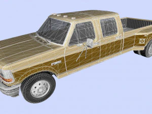 f-350 pickup 1992 crewcab drw 3D Model