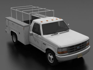 f-350 1992 drw regular cab service utility truck 3D Model