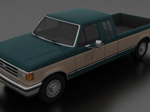 f-250 xlt lariat pickup supercab 1987 Model 3D
