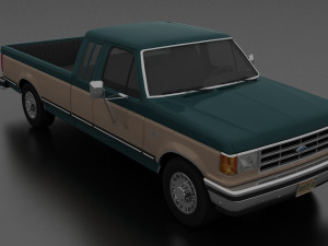 f-250 xlt lariat pickup supercab 1987 3D 模型