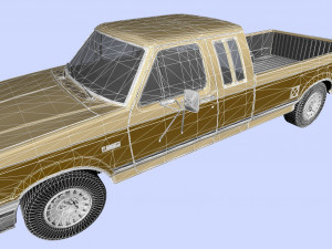 f-250 xlt lariat pickup supercab 1987 3D 模型