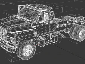 f-800 truck chassis tandem axle 1980 3D Model