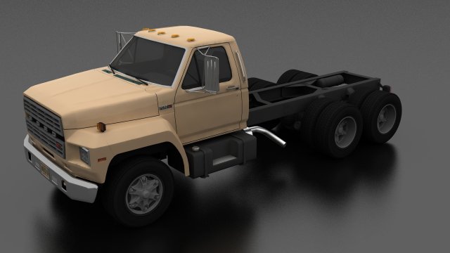 f-800 truck chassis tandem axle 1980 Modello 3D .c4d .max .obj .3ds .fbx .stl .blend 