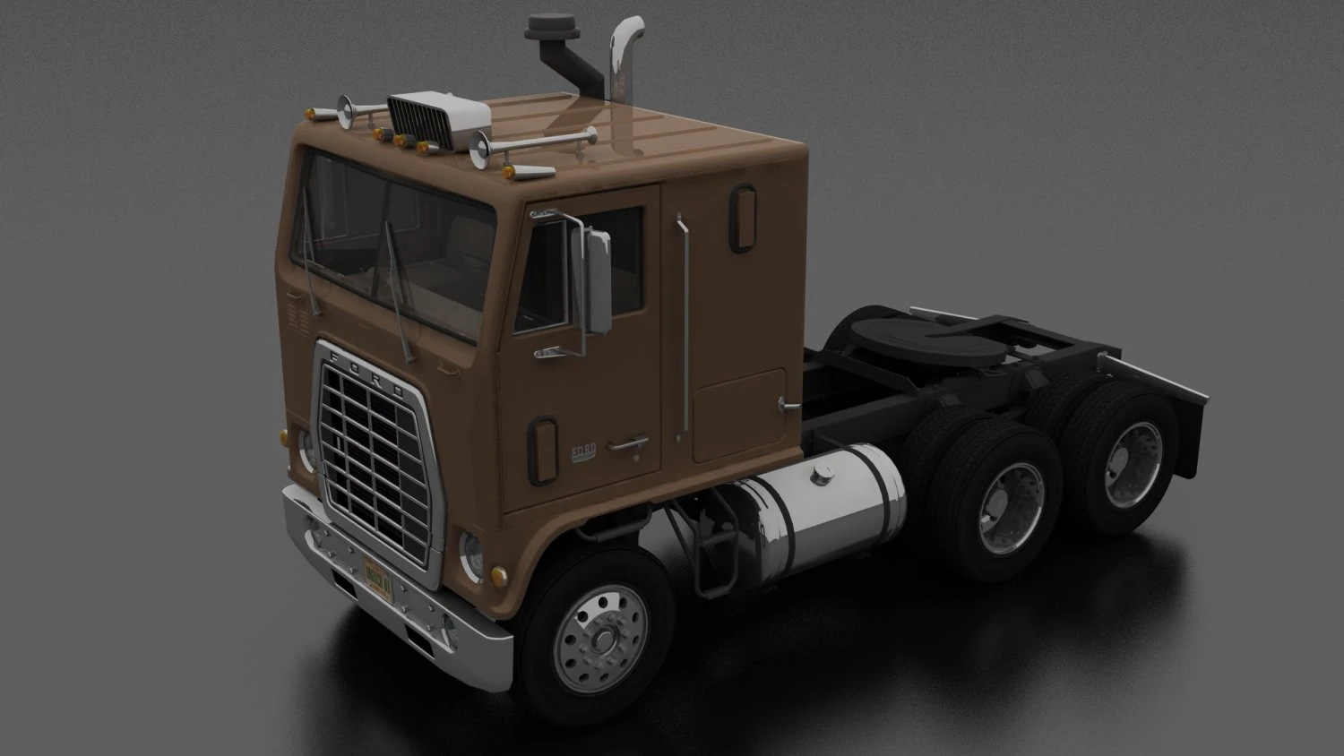 wt-9000 semi truck 1974 3D Model .c4d .max .obj .3ds .fbx .stl .blend