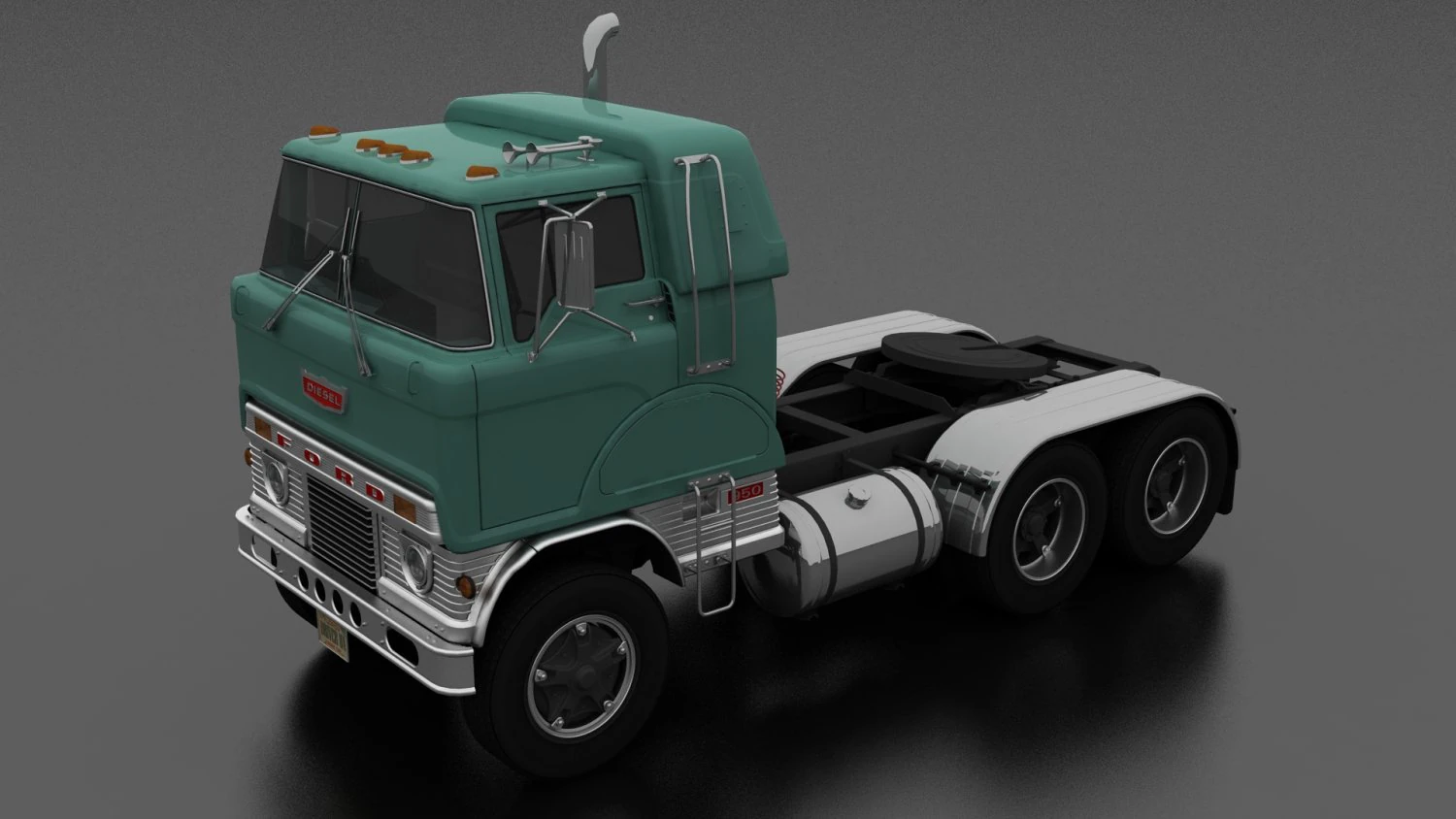 h-series hdt-950 semi truck sleeper cab 1961 3D Model .c4d .max .obj .3ds .fbx .stl .blend