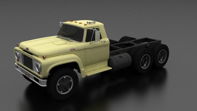 t-series t-850 truck chassis 1964 tandem axle 3D Model .c4d .max .obj .3ds .fbx .stl .blend 