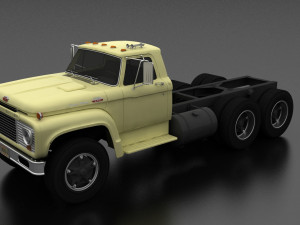 t-series t-850 truck chassis 1964 tandem axle 3D 모델