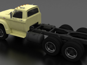 t-series t-850 truck chassis 1964 tandem axle 3D Model