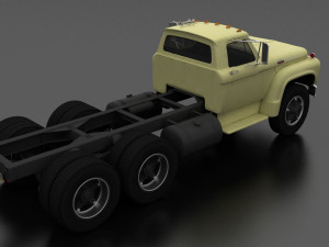 t-series t-850 truck chassis 1964 tandem axle 3D Model