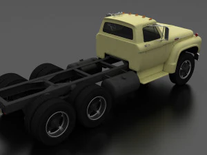 t-series t-850 truck chassis 1964 tandem axle 3D Model