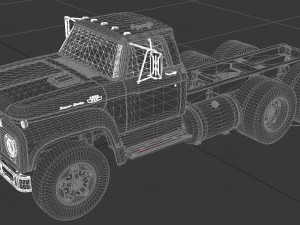 t-series t-850 truck chassis 1964 tandem axle 3D Model