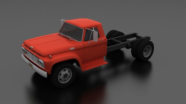 f-series f-600 truck chassis 1963 3D Model .c4d .max .obj .3ds .fbx .stl .blend 