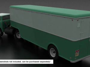 american 50s-60s style furniture van trailer 3D Model
