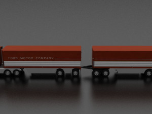 big red gas turbine 1964 concept semi truck and double trailer Modèle 3D