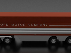big red gas turbine 1964 concept semi truck and double trailer Modèle 3D