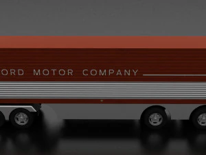 big red gas turbine 1964 concept semi truck and double trailer 3D Model