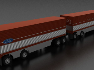 big red gas turbine 1964 concept semi truck and double trailer Modèle 3D