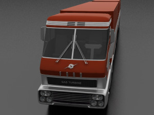 big red gas turbine 1964 concept semi truck and double trailer Modèle 3D