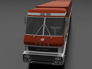 big red gas turbine 1964 concept semi truck and double trailer 3D Model