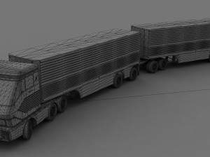 big red gas turbine 1964 concept semi truck and double trailer Modèle 3D