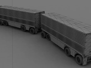 big red gas turbine 1964 concept semi truck and double trailer 3D Model
