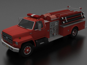 F-series f-800 firetruck unmarked 1985 3D Model
