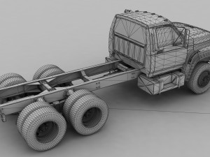 F-Series FT-900 Truck Chassis Tandem Axle 1995 Modelo 3D