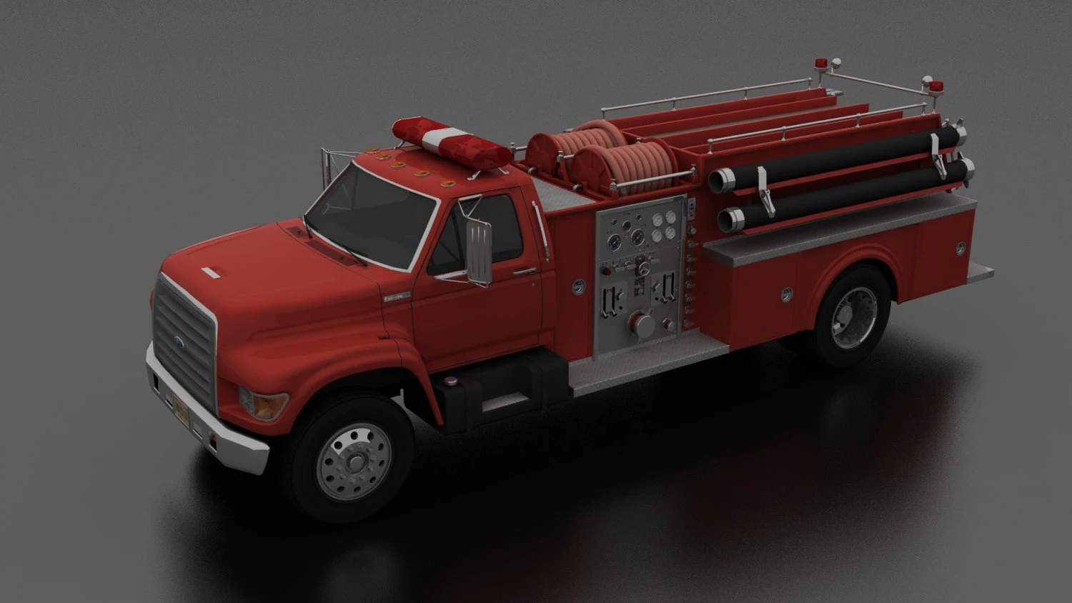 F-Series F-800 FireTruck Unmarked 1995 3D Model .c4d .max .obj .3ds .fbx .stl .blend 