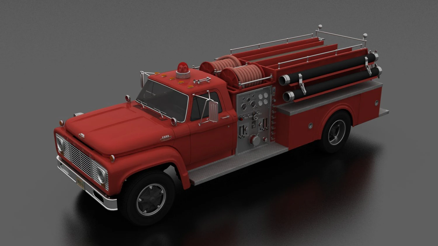 F-Series F-800 FireTruck Unmarked 1964 3D Model .c4d .max .obj .3ds .fbx .stl .blend 